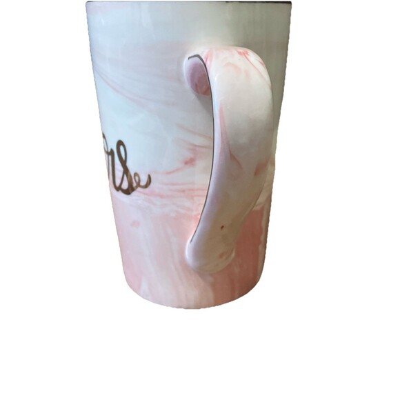 Pink Swirl Ceramic Mug, says “MRS” With Cover And Gold trim, Wifey - Picture 8 of 16